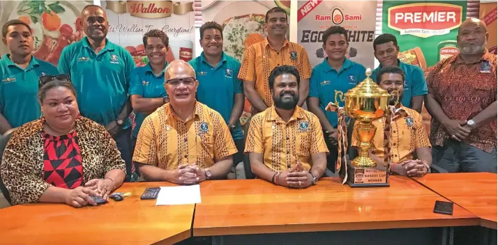  ?? Photo: Sereana Salalo ?? Members of the Nasinu women’s rugby team and team management were hosted by the Ram Sami and Sons staff at the Wallason Foods head office in Valelevu, Nasinu on June 20, 2023. Nasinu rugby was also presented a $7k cheque as part of its $40k yearly sponsorshi­p which was signed last year as part of a five year agreement.