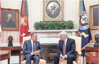  ?? RUSSIAN FOREIGN MINISTRY ?? President Trump faces criticism over his meeting with Russian Foreign Minister Sergei Lavrov.