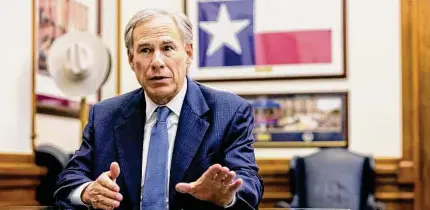  ?? Josie Norris/Staff file photo ?? Gov. Greg Abbott favors reducing property taxes, but trimming the state sales tax to 5.75 percent would help all Texans.