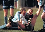  ??  ?? Past glories Mark McLaughlin netted in Arthurlie’s last Scottish Cup triumph in 1998