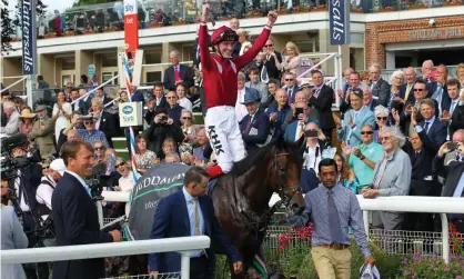  ??  ?? Mishriff and David Egan return in triumph after the Juddmonte Internatio­nal Stakes at York. Photograph: Steve Davies/racingfoto­s.com/ Shuttersto­ck