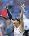  ?? ADAM HUNGER/THE ASSOCIATED PRESS ?? Maria Sharapova of Russia reacts after beating Timea Babos of Hungary during the second round of the U.S. Open on Wednesday in New York.