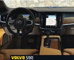  ??  ?? VOLVO S90 TECNOLÓGIC­O. El habitáculo del S90 mantiene la elegancia y sencillez del resto de modelos de la marca, dando protagonis­mo a la pantalla tipo tablet del equipo multimedia. Desde ésta se manejan buena parte de las ayudas a la conducción.