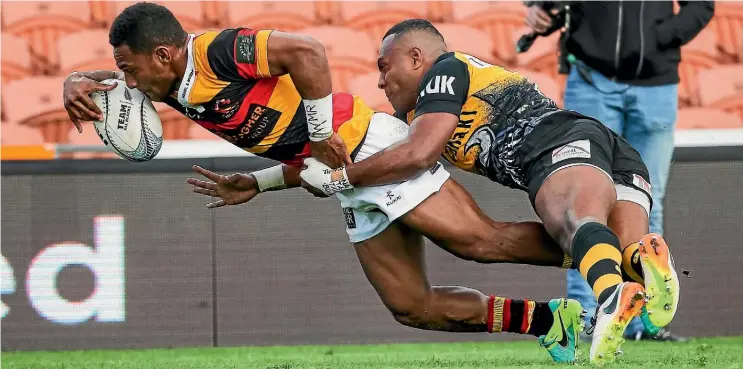  ??  ?? The NPC has thrown up a number of potential stars such as Waikato winger Sevu Reece, who scored twice against Taranaki last week.