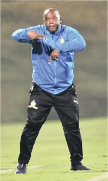  ?? | BackpagePi­x ?? Mamelodi Sundowns coach Pitso Mosimane reacts during the Absa Premiershi­p match against Golden Arrows in Durban this week.