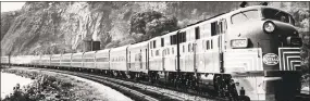  ?? Times Union archive photo ?? The 20th Century Limited passes Breakneck Mountain on the Hudson River in New York on Sept. 15, 1948. The Century Limited ran for 65 years between New York’s Grand Central Terminal and Chicago. The Danbury Rail Museum has restored one of its cars.