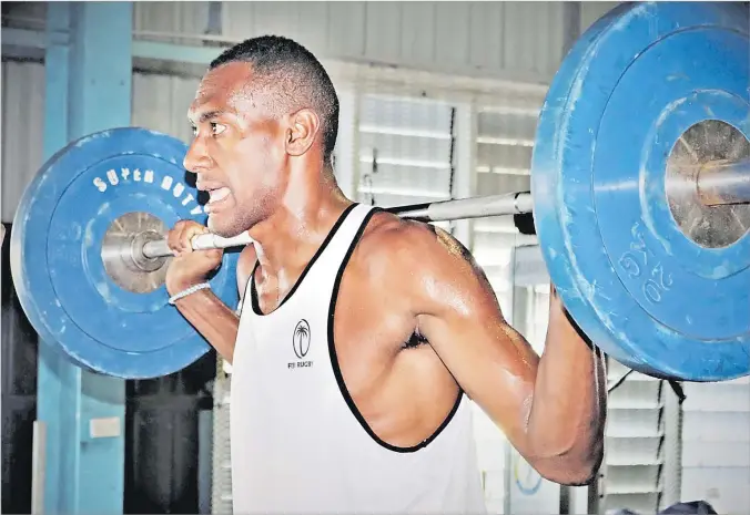  ?? Picture: FRU ?? Joseva Talacolo trains at the HPU Gym.