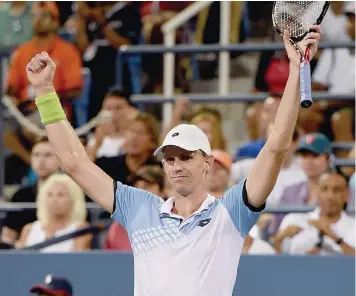  ?? — AFP ?? Kevin Anderson of South Africa leaves after defeating Andy Murray of the UK during their 2015 US Open men’s singles roundfour match at the USTA Billie Jean King National Tennis Center in New York.