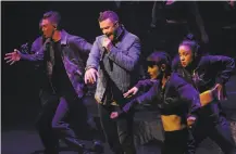  ?? Josie Lepe / Special to The Chronicle ?? Justin Timberlake is surrounded by dancers during the first night of his two-night stand at the SAP Center in San Jose.