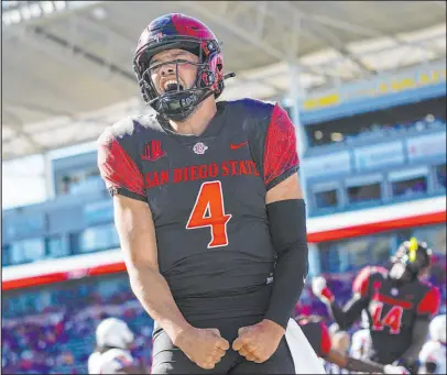  ?? Ashley Landis The Associated Press ?? San Diego State quarterbac­k Jordon Brookshire is expected to start the Mountain West title game.