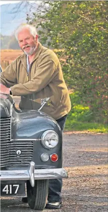  ??  ?? Willie Mcfarlane with his 1950 Jowett Javelin in Wolfhill, Perthshire. Inset below: The restored interior of his classic car, and a Javelin like Willie’s