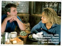  ??  ?? In Corrie, with ‘prankster’ Simon Gregson who plays Steve Mcdonald