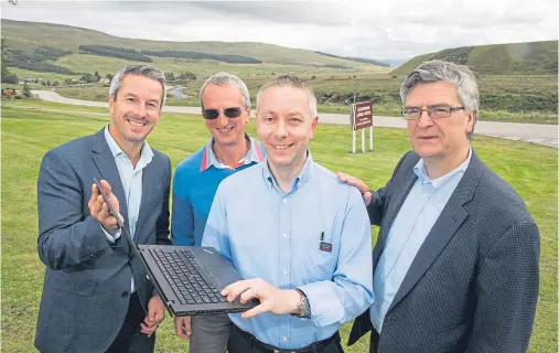  ??  ?? SPEEDING UP: Digital director Stewart Robertson, Steve Jones, Craig Duffield and Robert Thorburn celebrate the step forward in the north