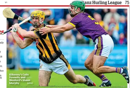  ??  ?? Kilkenny’s Colin Fennelly and Wexford’s Shaun Murphy