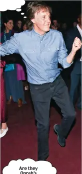  ??  ?? PAUL McCartney may now be 75, but that doesn’t mean he’s too old to throw a few shapes on the dancefloor, right. Indeed, Macca seemed to be giving it loads as he showed off his best moves. But what exactly was the Beatles legend thinking as he strutted...