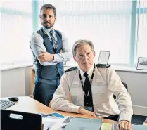  ??  ?? g Law in order: Steve Arnott (Martin Compston) and Ted Hastings (Adrian Dunbar) in series six of Line of Duty