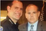  ?? CONTRIBUTE­D ?? Vallejo police Sgt. Mat Mustard, right, seen with former Police Chief Andrew Bidou in 2016.