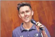  ??  ?? Trent Boult took centre stage with his singing talent