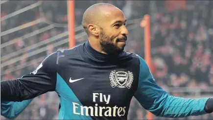  ??  ?? RETURN OF THE KING: Thierry Henry marked his return to Arsenal with a few vital goals. He aims to add to that tally against AC Milan tomorrow night.