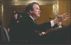  ??  ?? TESTIFY: Supreme Court nominee Judge Brett Kavanaugh testifies during the Senate Judiciary Committee, Thursday on Capitol Hill in Washington.