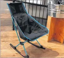  ?? KATHERINE ROTH VIA AP ?? A rocking chair, made by Helinox, is designed for camping but looks nice enough that it can also be used as indoor furniture.