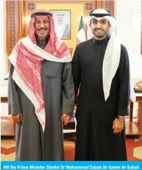  ?? ?? HH the Prime Minister Sheikh Dr Mohammad Sabah Al-Salem Al-Sabah meets Kuwait Times Deputy Editor-in-Chief Abdullah Boftain.