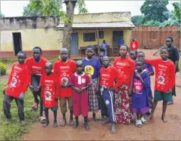  ?? FM3984198 ?? Left over Red Nose Day T-shirts were donated to children in Uganda