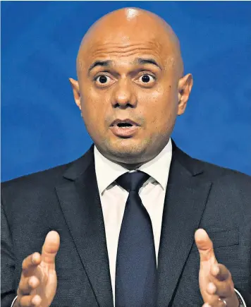  ?? ?? Sajid Javid, the Health Secretary, warned Covid cases could reach 100,000 per day this winter