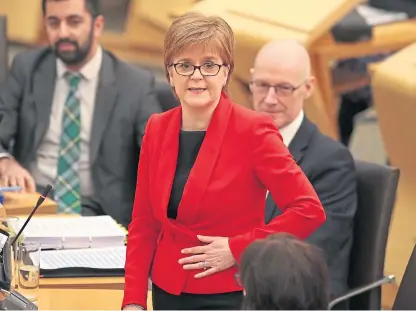  ?? Picture: PA ?? Nicola Sturgeon during First Minister’s Questions at Holyrood yesterday.