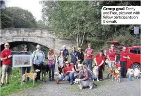  ??  ?? Group goal Deely and Fred, pictured with fellow participan­ts on the walk