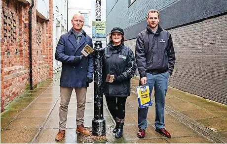  ?? Picture: Cheltenham Borough Council ?? Cllr Max Wilkinson, member for economic developmen­t, culture, tourism and wellbeing, Cheltenham BID ambassador Jo-anne Hale and Sam Robinson, neighbourh­ood team leader