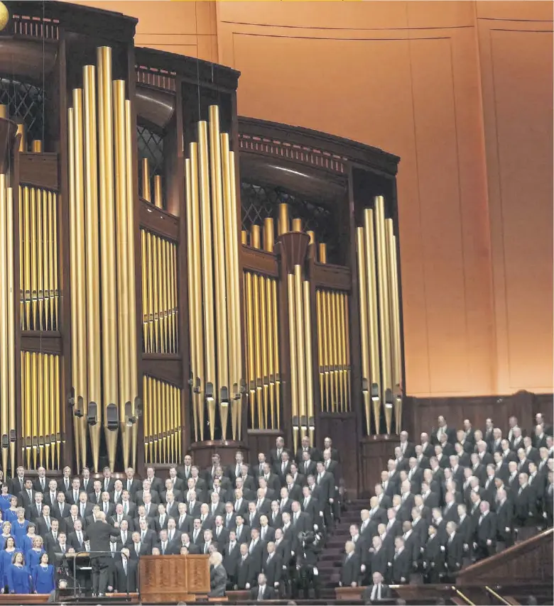  ?? PICTURE: AP PHOTO/RICK BOWMER ?? Members of The Tabernacle Choir at Temple Square perform during the twice-annual conference of the Church of Jesus Christ of Latter-day Saints, in Salt Lake City, Utah