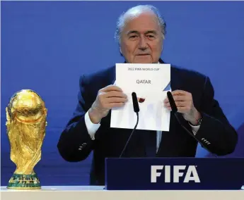  ?? Walter Bieri / AP Photo ?? Qatar’s selection as the 2022 World Cup host nation has proved controvers­ial