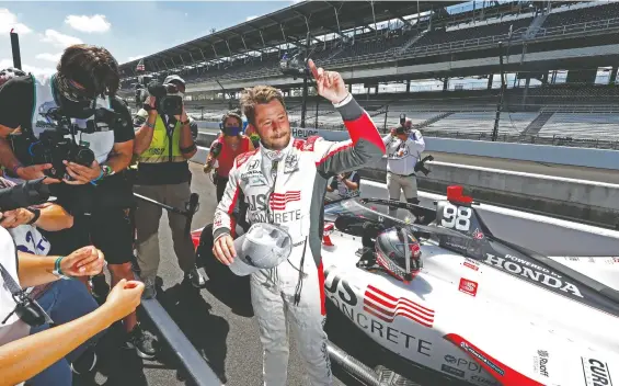  ?? BRIAN SPURLOCK/USA TODAY SPORTS ?? Marco Andretti admitts he got “emotional” when he won the pole position for Sunday’s Indy 500. “Here we are, we can win it,” Andretti says.