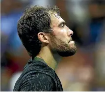  ??  ?? Jerzy Janowicz, left, of Poland was gutted to lose to Novak Djokovic, right, at the US Open in New York yesterday.