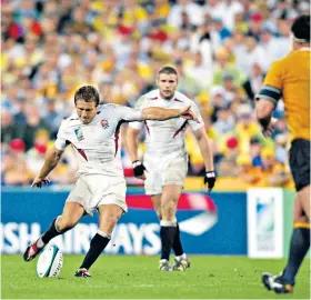  ??  ?? Memorable moment: Jonny Wilkinson lands the winning points in the 2003 final