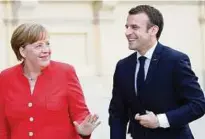  ??  ?? Zunächst trifft Präsident Macron auf Trump, danach folgt Kanzlerin Merkel. Foto: Axel Schmidt