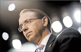  ?? BRENDAN SMIALOWSKI/GETTY-AFP ?? Deputy Attorney General Rod Rosenstein called The New York Times report “inaccurate.”