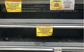  ??  ?? Flour shortages have nothing to do with flour, but a want of smaller bags.