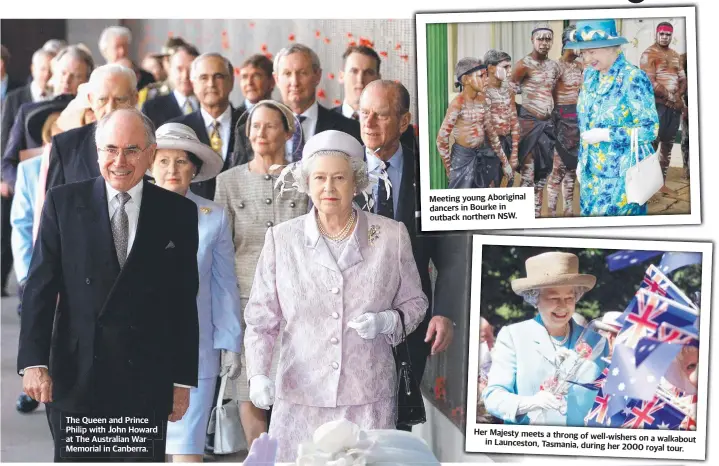  ?? ?? The Queen and Prince Philip with John Howard at The Australian War Memorial in Canberra.