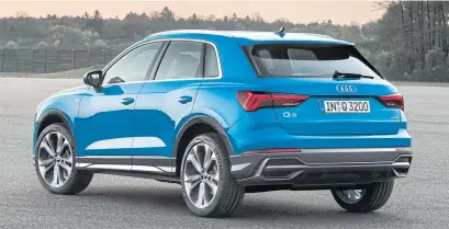 ??  ?? LEFT The Q3 sits on a longer wheelbase than that of its rivals.