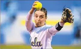  ?? John McCoy Associated Press ?? HOLLY AZEVEDO, pitching during a game in May, gave up just one walk while striking out two in her first career Women’s College World Series start.