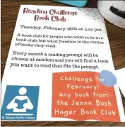  ?? Photo submitted ?? The first meeting of the St. Marys Public Library’s Reading Challenge Book Club will be held on Tuesday, Feb. 28, at 5:30 p.m.