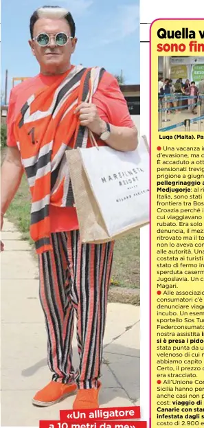  ??  ?? Milano Marittima (Cervia). A Cuba Cristiano Malgioglio 72, si è trovato a distanza ravvicinat­a con un coccodrill­o. «Un alligatore a 10 metri da me»