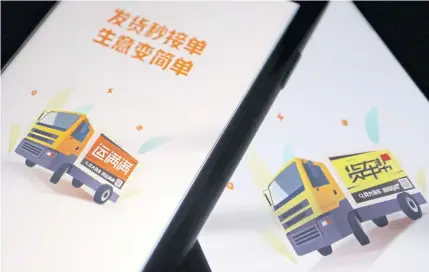  ?? REUTERS ?? Chinese truckhaili­ng apps Huochebang and Yunmanman, owned by Full Truck Alliance Co, are seen on mobile phones in this illustrati­on picture.