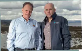 ??  ?? Above: Fusion’s Iain Forbes with Richard Darbyshire of Scottish Sea Farms