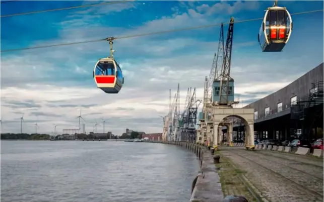  ?? FOTO'S GETTY IMAGES/ISTOCKPHOT­O, WAS ?? Een kabelbaan over de Schelde, dat zou er zo kunnen uitzien. Heel wat mensen die jouw krant sprak, zijn het idee alvast genegen.