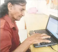  ??  ?? Purnamatti­e Mangra as she types her name (DPI photo)