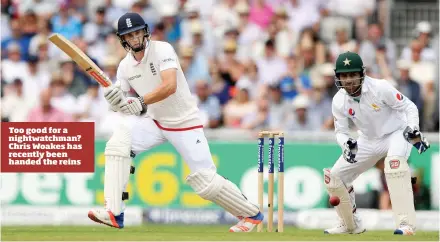  ??  ?? Too good for a nightwatch­man? Chris Woakes has recently been handed the reins