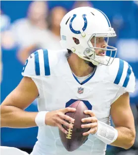  ?? AJ MAST/AP ?? Colts quarterbac­k Jacob Eason throws against the Panthers during the first half of a preseason game Aug. 15 in Indianapol­is.